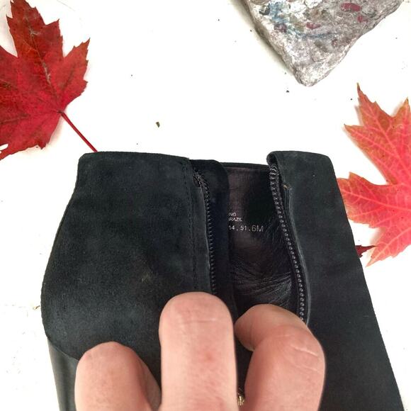 Tory Burch Black Suede Leather Cap-Toe Booties | Parisian Street Style Fall Edit - Picture 16 of 16